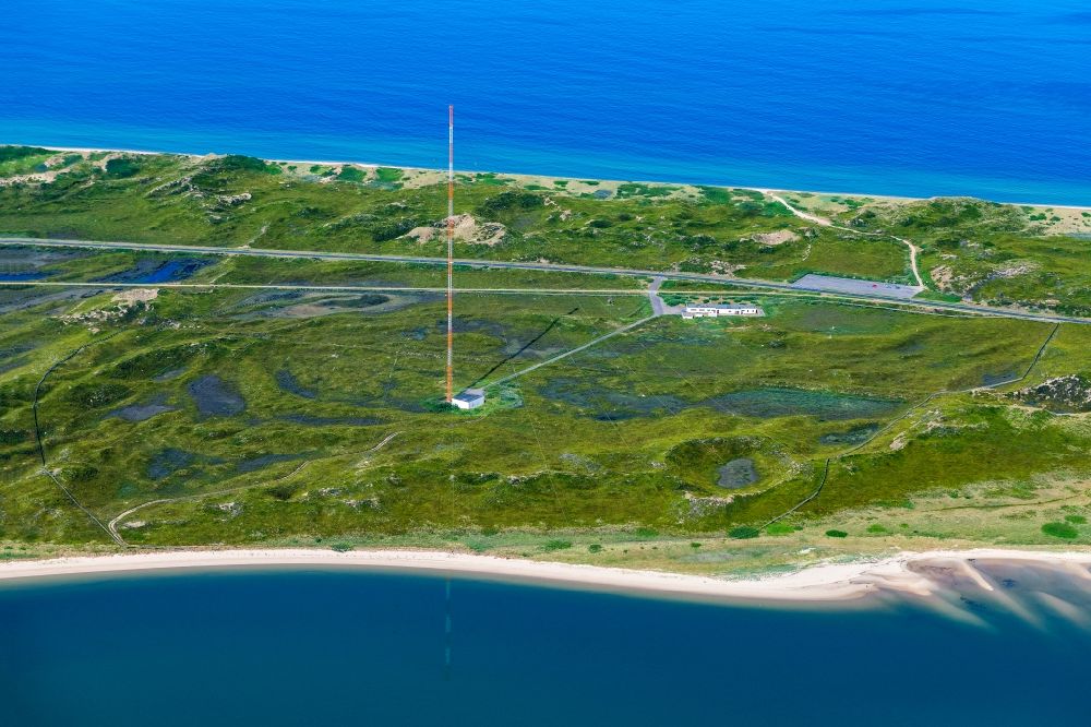 Aerial image Sylt - Funkturm and transmission system as basic network transmitter Loran C Station in Sylt in the state Schleswig-Holstein, Germany