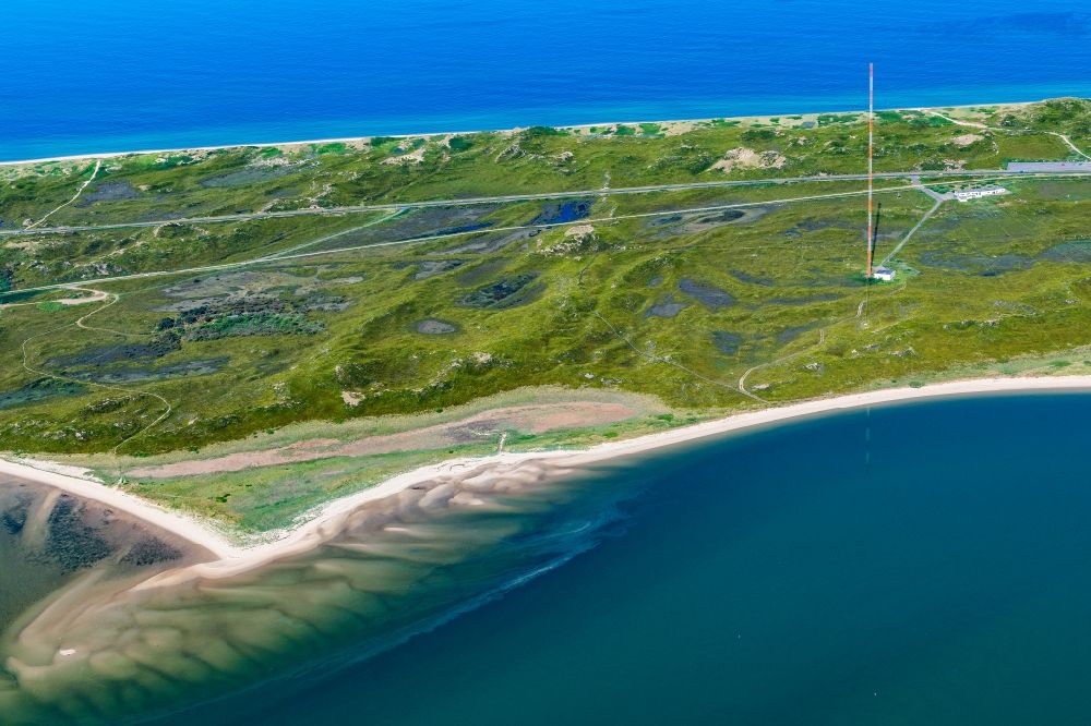 Aerial photograph Sylt - Funkturm and transmission system as basic network transmitter Loran C Station in Sylt in the state Schleswig-Holstein, Germany