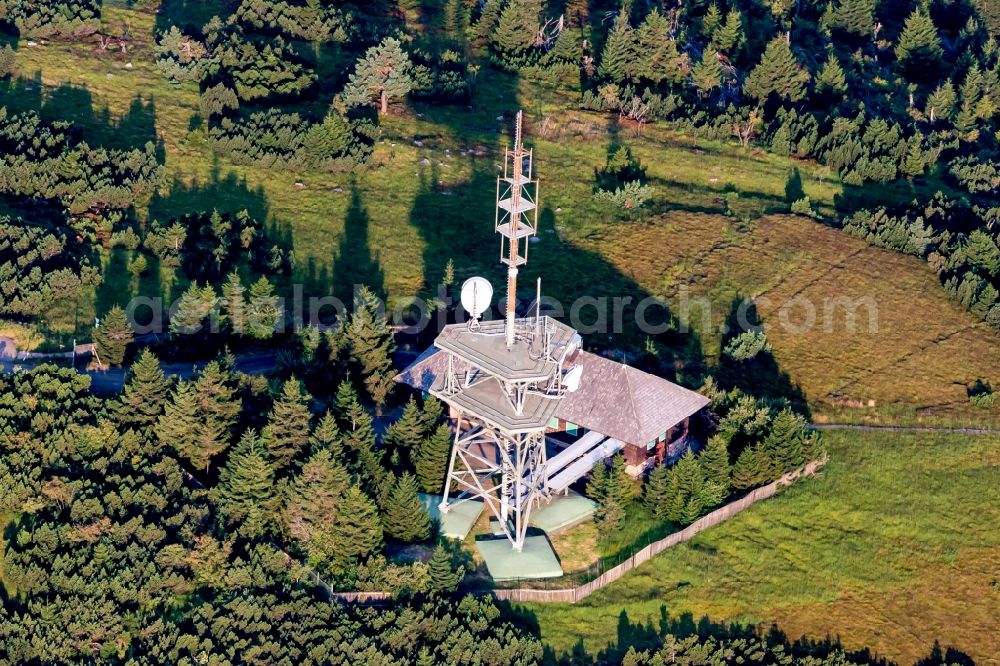 Aerial photograph Sasbachwalden - Radio tower and transmitter on the crest of the mountain range Hornisgrinde in Sasbachwalden in the state Baden-Wurttemberg, Germany
