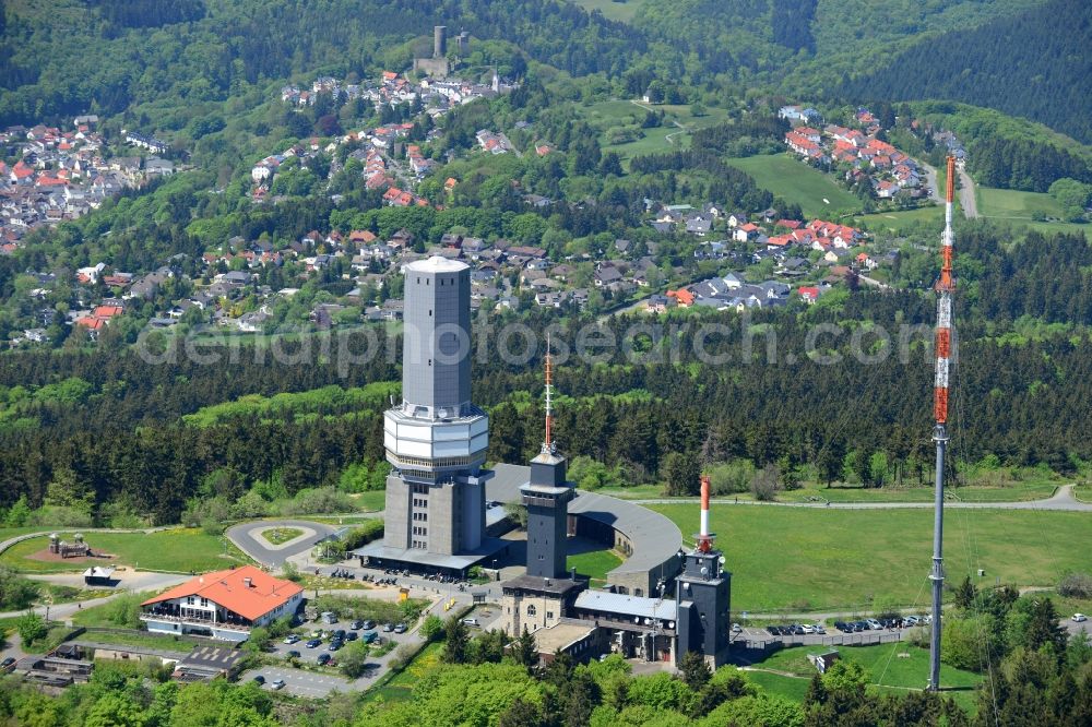 Schmitten from above - Radio tower and transmitter on the crest of the mountain range Grosser Feldberg in Schmitten in the state Hesse