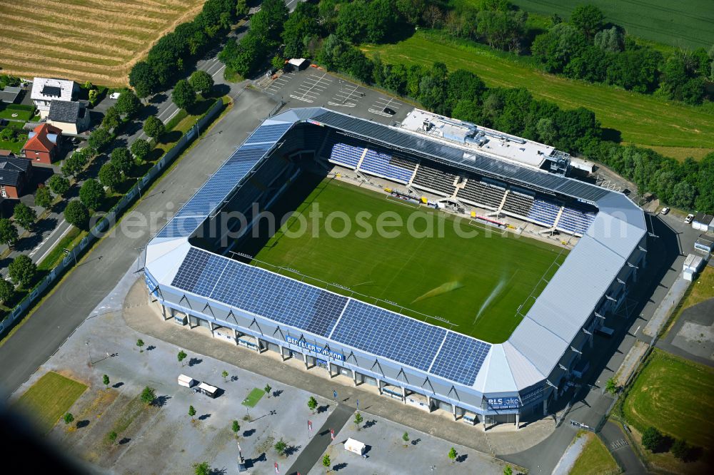 Aerial image Paderborn - Football stadium Benteler-Arena on Wilfried-Finke-Allee in Paderborn in the state North Rhine-Westphalia, Germany