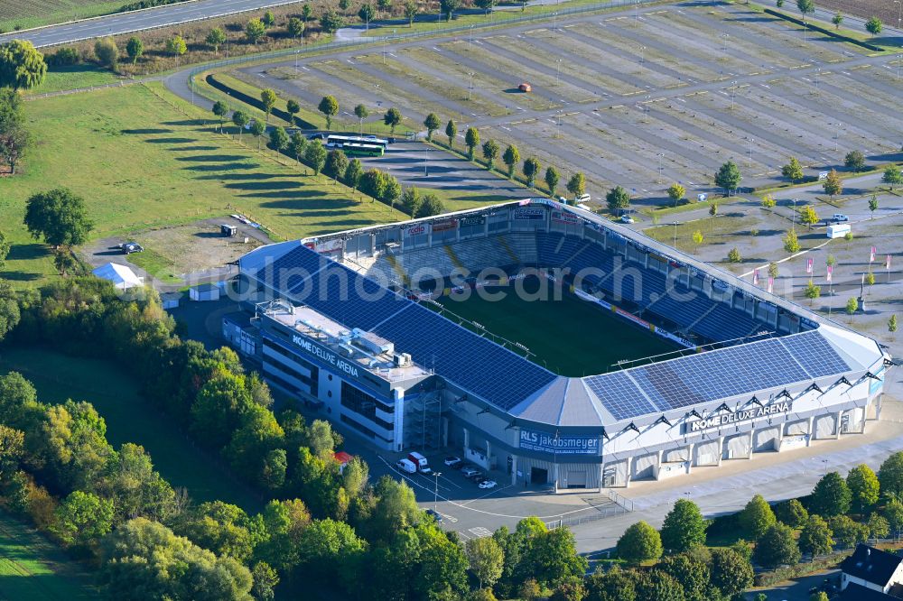 Aerial photograph Paderborn - Football stadium Benteler-Arena on Wilfried-Finke-Allee in Paderborn in the state North Rhine-Westphalia, Germany