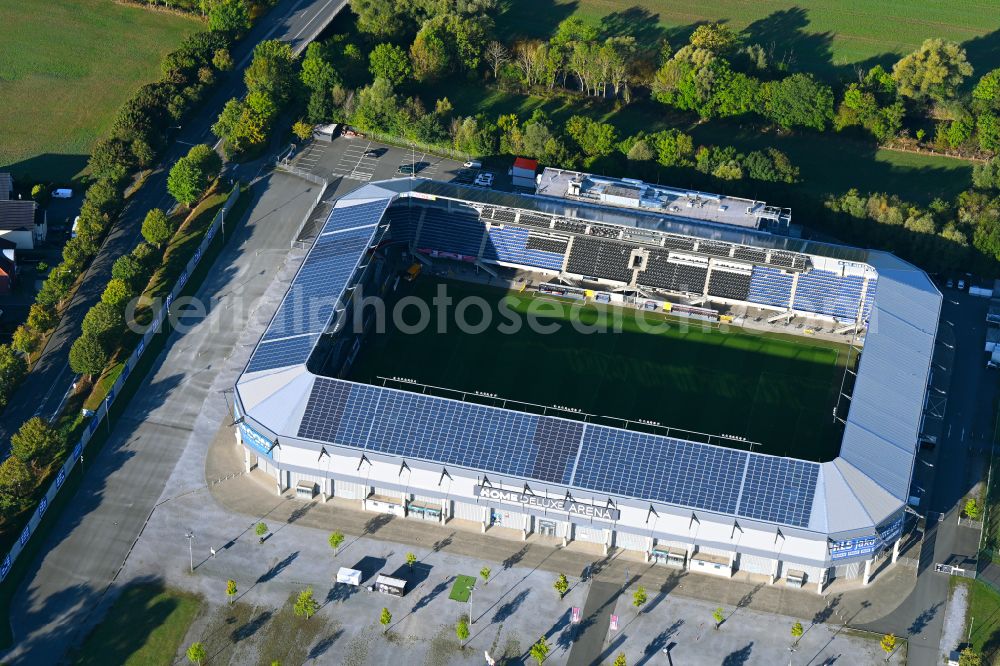Paderborn from above - Football stadium Benteler-Arena on Wilfried-Finke-Allee in Paderborn in the state North Rhine-Westphalia, Germany