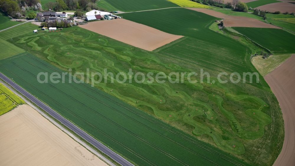 Königswinter from above - Football golf course Heiderhof near Ungarten in the state North Rhine-Westphalia, Germany