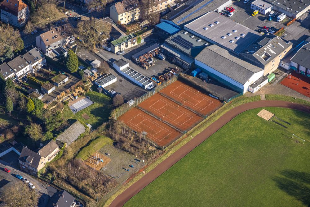 Aerial photograph Witten - Sports grounds and football pitch on Jahnstrasse in Witten in the state of North Rhine-Westphalia, Germany