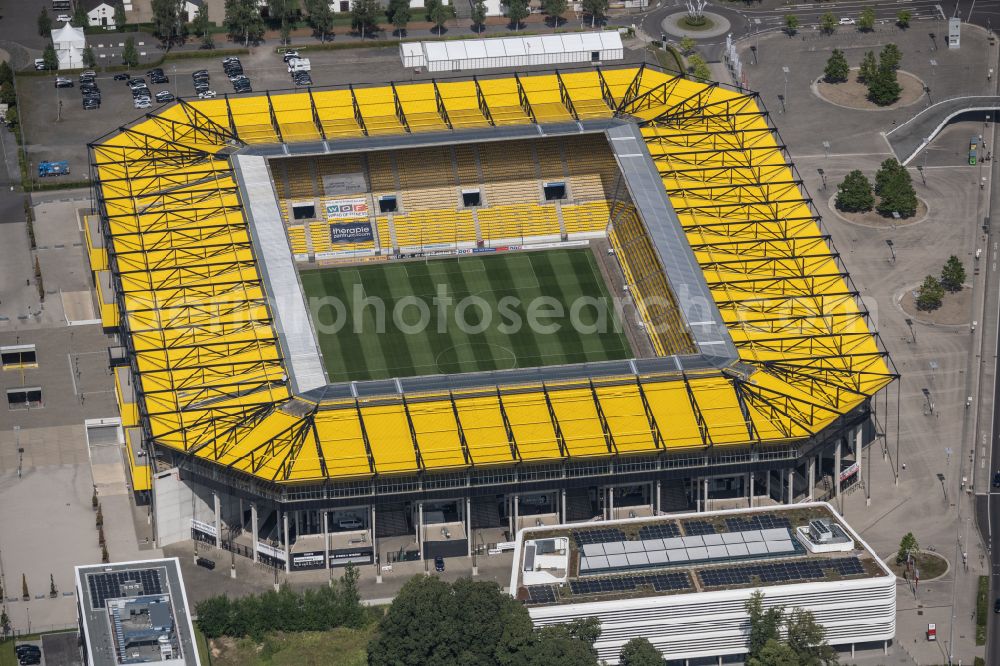 Aerial image Aachen - Football stadium tivoli of the football club TSV Alemannia Aachen GmbH on the Am Sportpark Soers in Aachen in the state North Rhine-Westphalia, Germany