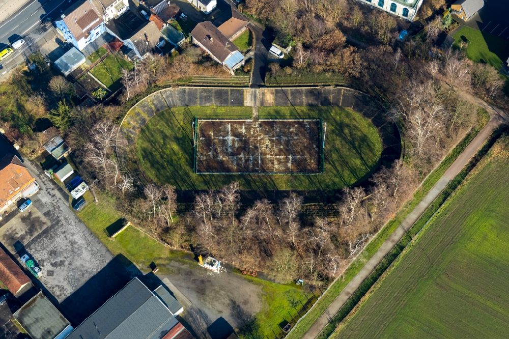 Aerial image Hamm - Football stadium of SK Germania Herringen e.V. on Schachtstrasse in the district Herringen in Hamm in the state North Rhine-Westphalia, Germany