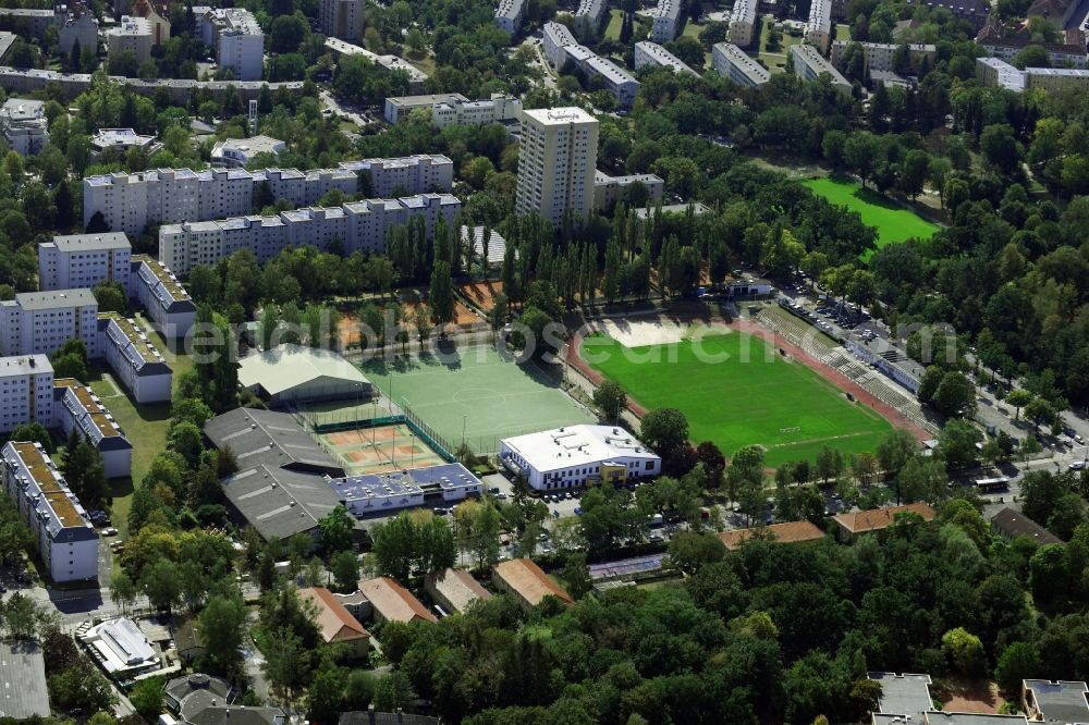 Aerial image Berlin - Football stadium Preussenstadion in the district Bezirk Lankwitz in Berlin, Germany