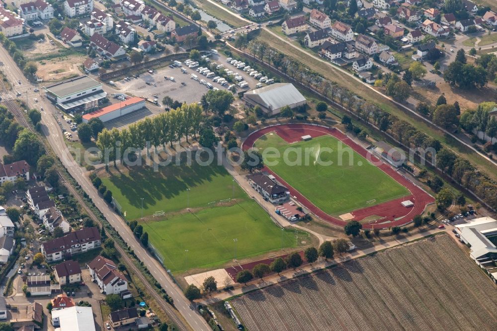 Oberkirch from the bird's eye view: Football stadium Renchtalstadion in Oberkirch in the state Baden-Wuerttemberg, Germany