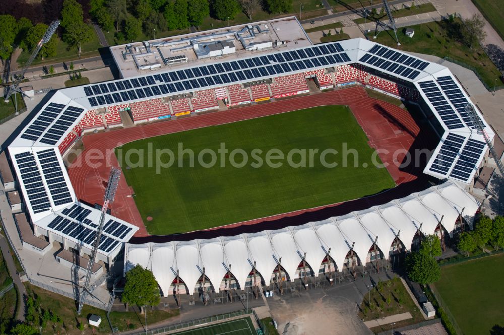 Aerial image Erfurt - Football stadium Steigerwaldstadion in the district Loebervorstadt in Erfurt in the state Thuringia, Germany