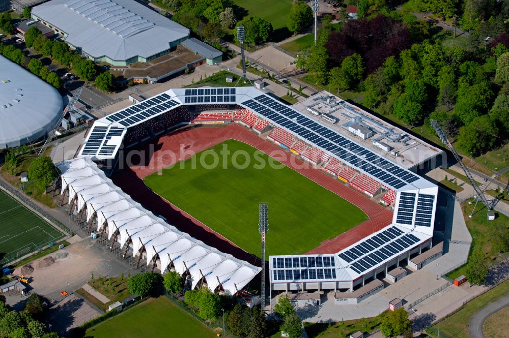 Aerial photograph Erfurt - Football stadium Steigerwaldstadion in the district Loebervorstadt in Erfurt in the state Thuringia, Germany