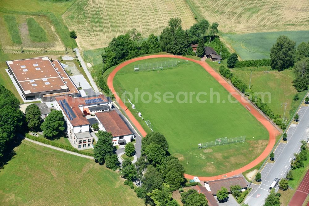 Aerial photograph Passau - Football stadium of the football club DJK Eintracht Passau in the district Hals in Passau in the state Bavaria, Germany