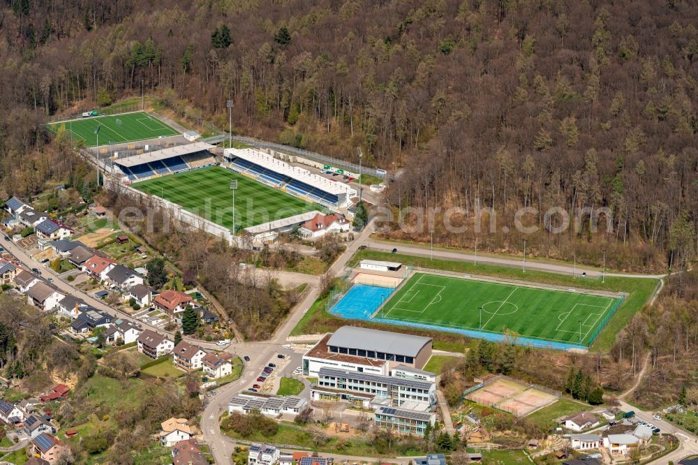 Sinsheim from the bird's eye view: Football stadium of the football club Dietmar-Hopp-Stadion in Sinsheim in the state Baden-Wuerttemberg, Germany