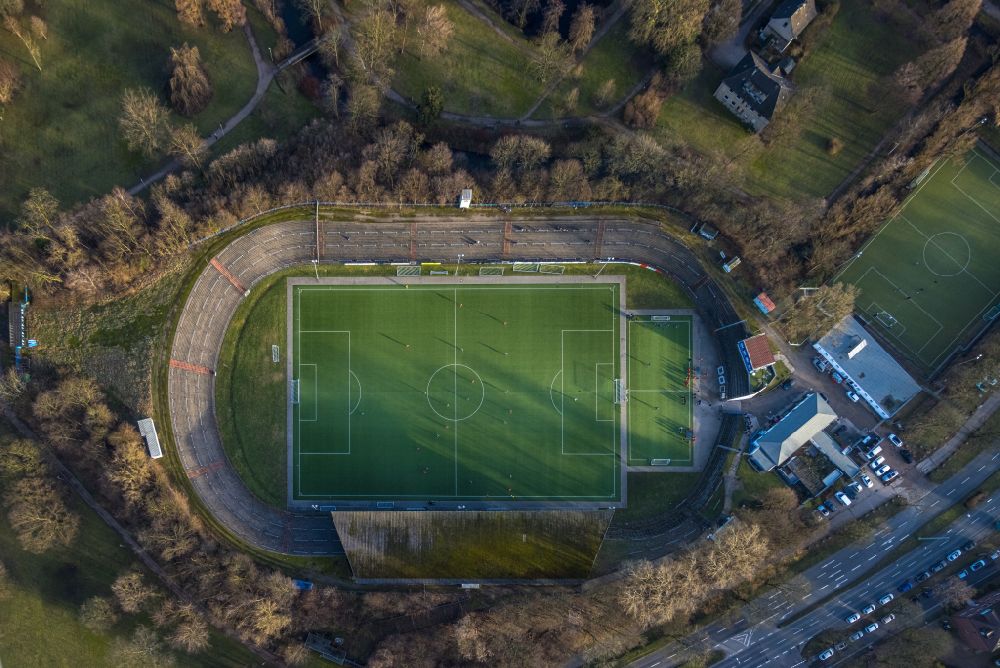 Aerial image Herne - Football stadium of the football club Sportclub Westfalia 04 e.V. on Westring in Herne in the state North Rhine-Westphalia