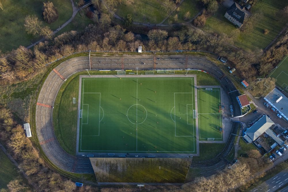 Aerial photograph Herne - Football stadium of the football club Sportclub Westfalia 04 e.V. on Westring in Herne in the state North Rhine-Westphalia