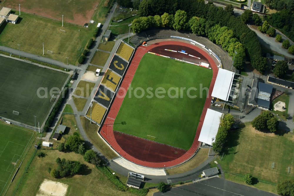 Aerial photograph Plauen - Football stadium of the football club VFC Plauen in Plauen in the state Saxony, Germany