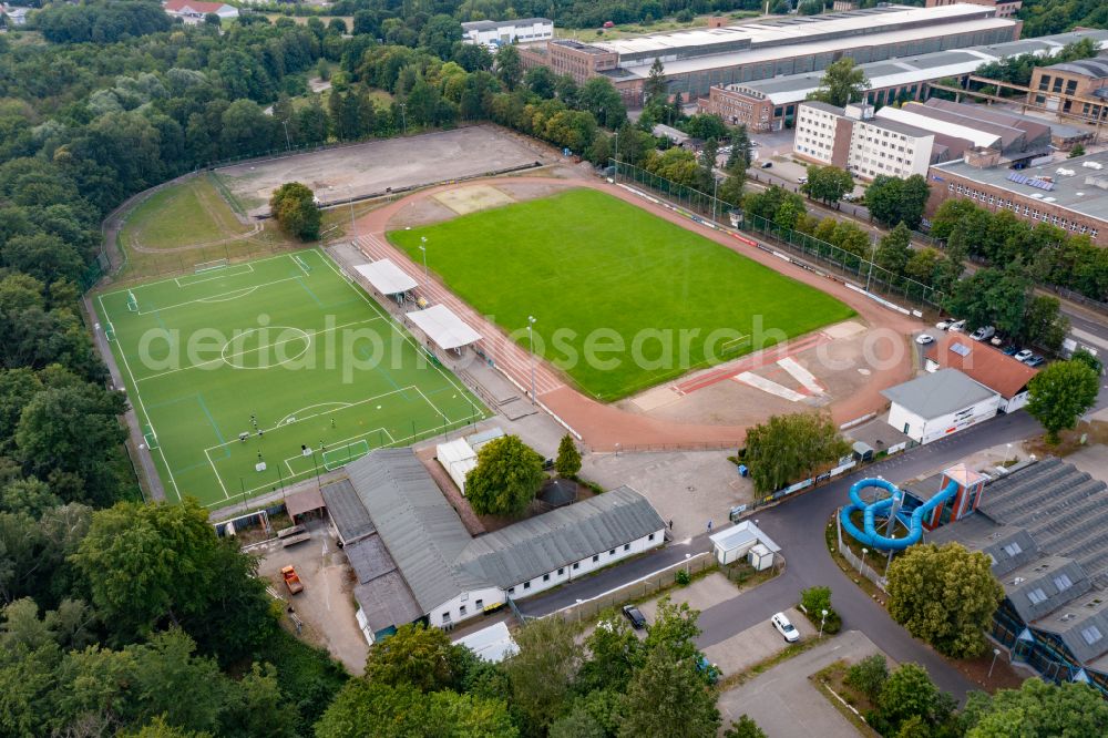 Eberswalde from the bird's eye view: Football stadium Westend in Eberswalde in the state Brandenburg, Germany