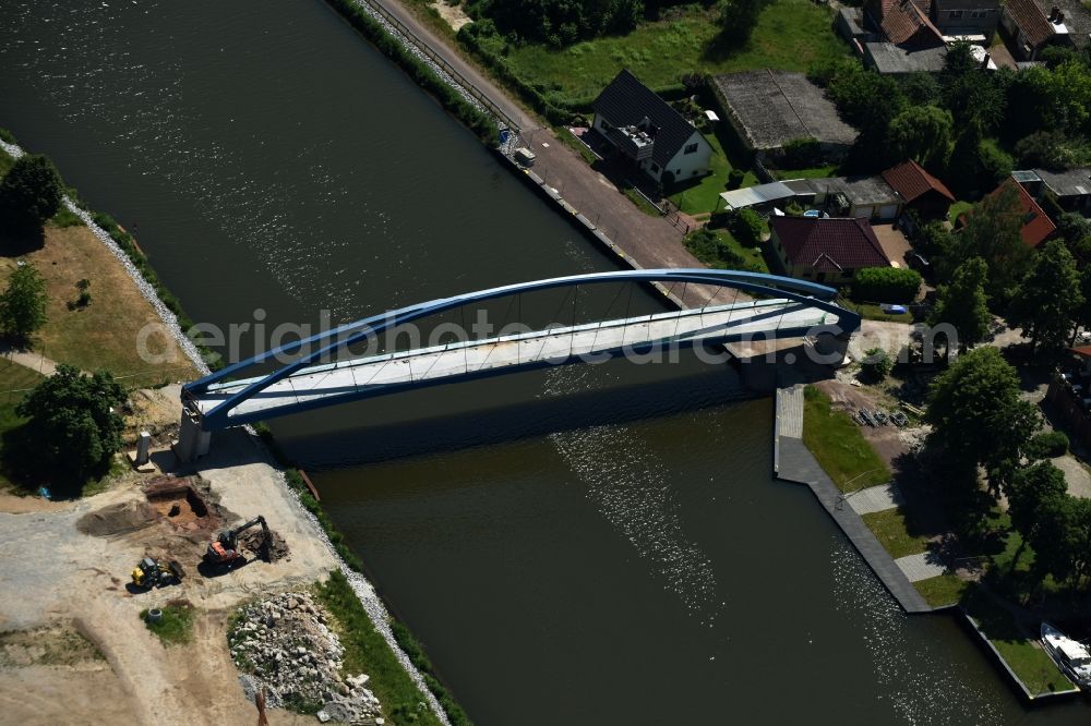 Genthin from above - Pedestrian bridge over the Elbe-Havel-Canel in the state Saxony-Anhalt
