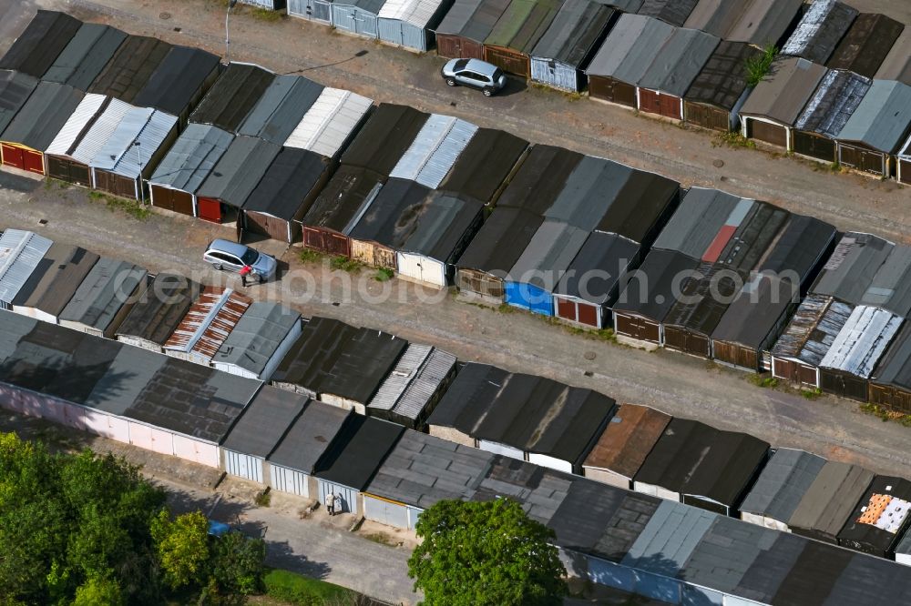 Aerial image Leipzig - Garages - grounds for automobiles in the district Gohlis-Nord in Leipzig in the state Saxony, Germany