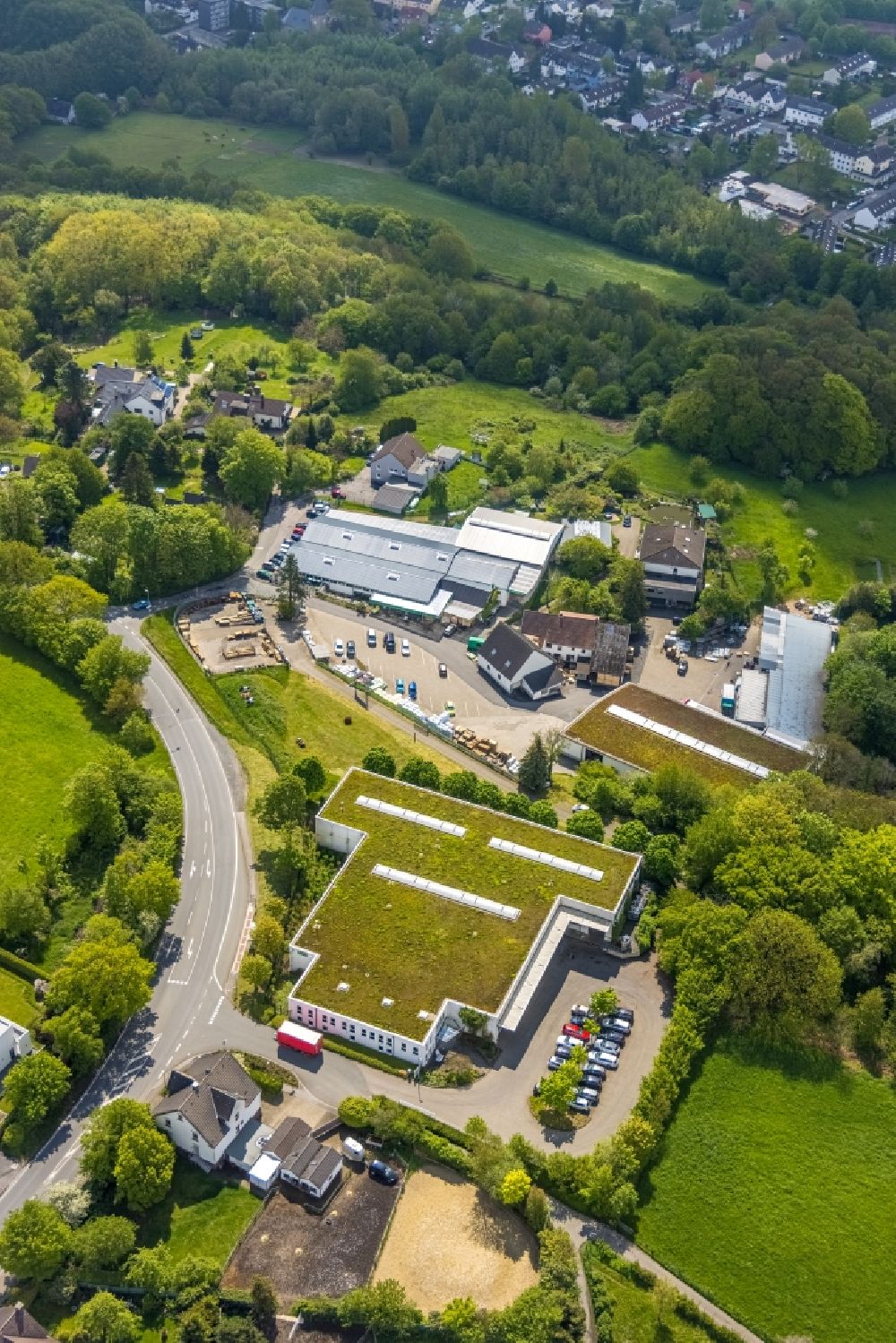 Aerial photograph Herdecke - Garden center - center for gardening supplies on Wittener Landstrasse in Herdecke in the state North Rhine-Westphalia, Germany