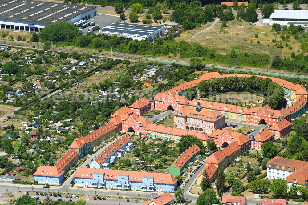 Gotha from above - Residential area of the garden city settlement Am narrow rain in Gotha in the state Thuringia, Germany