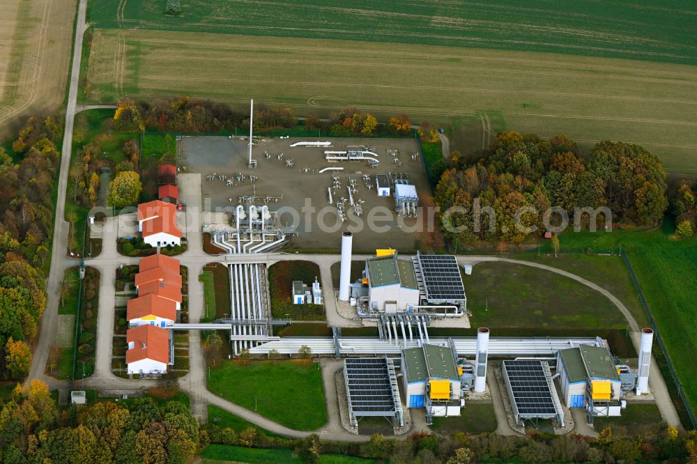 Rückersdorf from the bird's eye view: Oil and natural gas company GASCADE- Erdgasverdichterstation in Rueckersdorf in the state of Thuringia, Germany