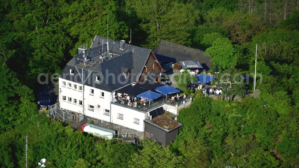 Königswinter from above - Pub and restaurant on the Great Mount of Olives in the Siebengebirge in Ittenbach in the state North Rhine-Westphalia, Germany