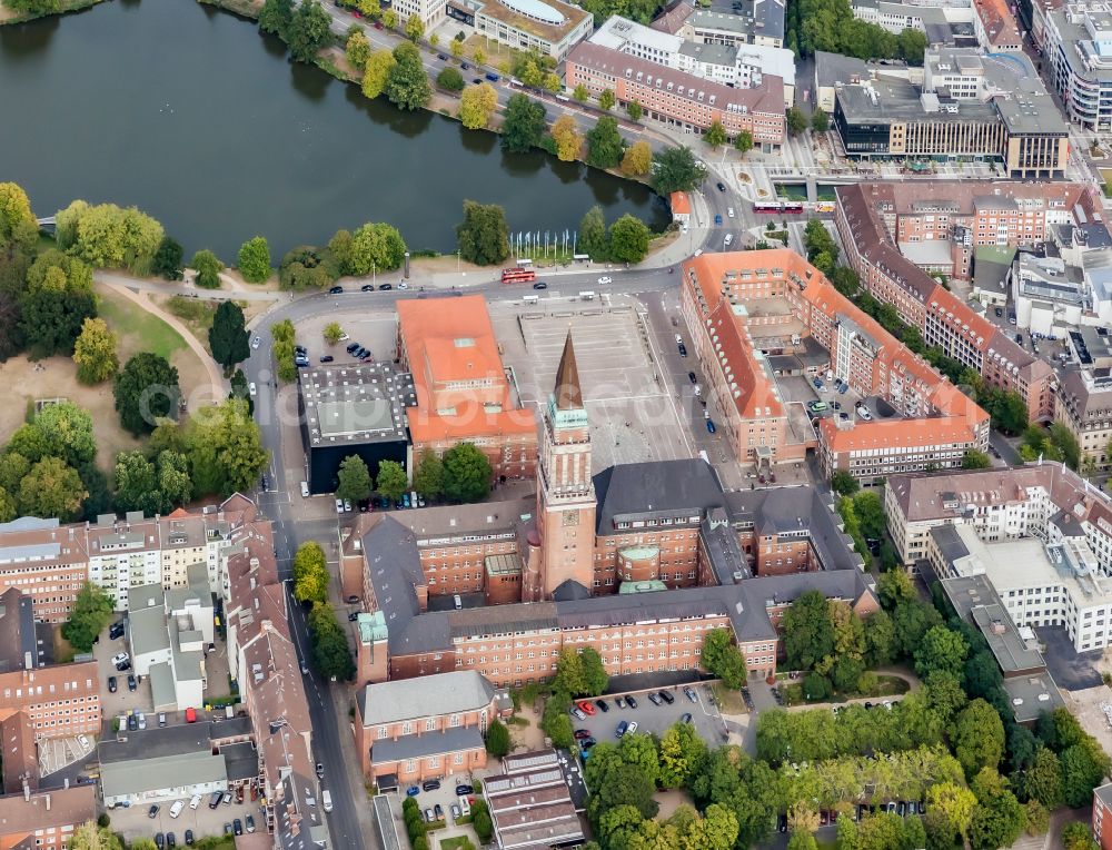 Aerial image Kiel - Town Hall building of the city administration with Rathausplatz in Centrum in Kiel in the state Schleswig-Holstein, Germany