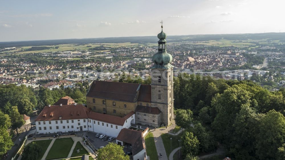 Amberg from above - Complex of buildings of the monastery und der Wallfahrtskirche Maria Hilf in the district Speckmannshof in Amberg in the state Bavaria