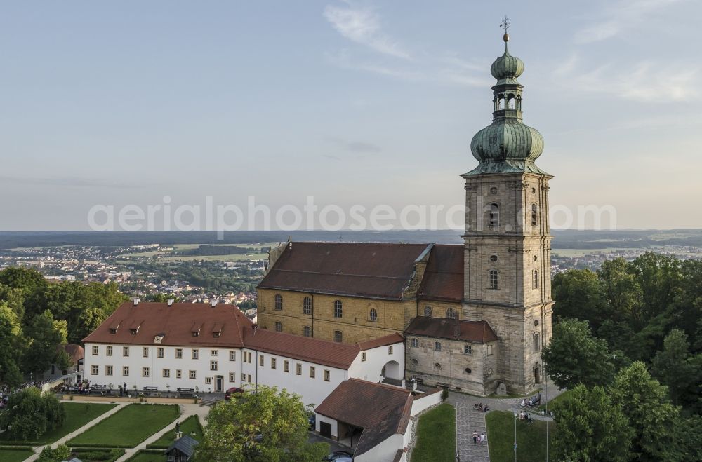 Aerial image Amberg - Complex of buildings of the monastery und der Wallfahrtskirche Maria Hilf in the district Speckmannshof in Amberg in the state Bavaria