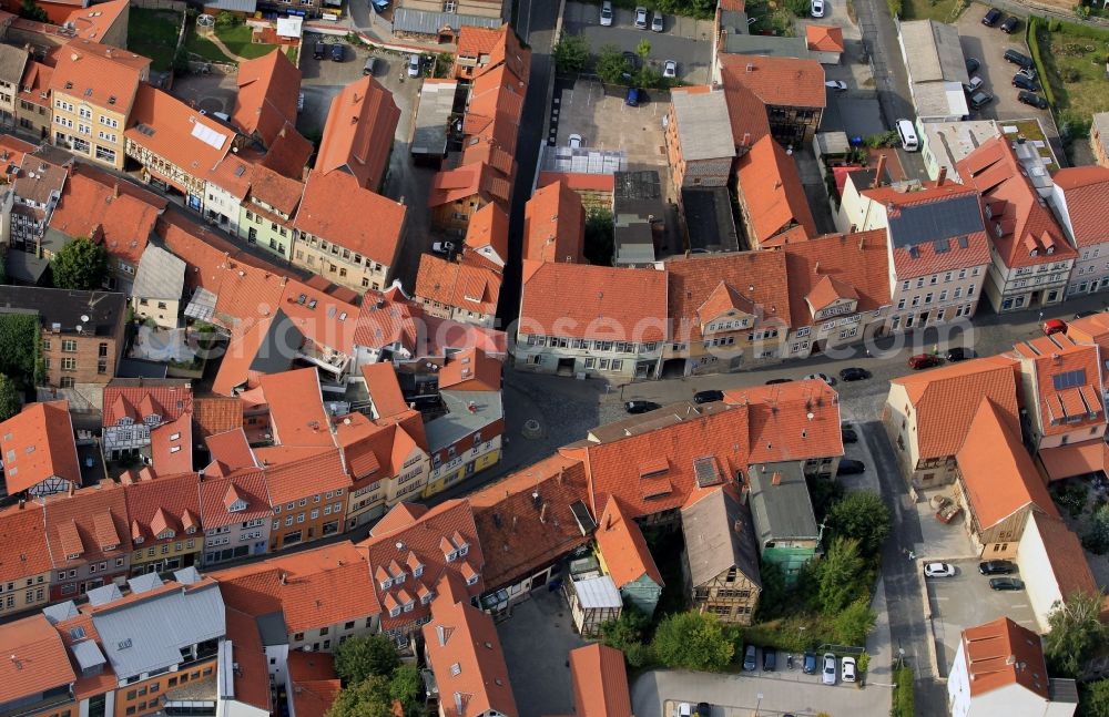 Mühlhausen from the bird's eye view: Area around the streets Klosterstrasse, the Roeblingstrasse und die Goermarstrasse in Muehlhausen in Thuringia