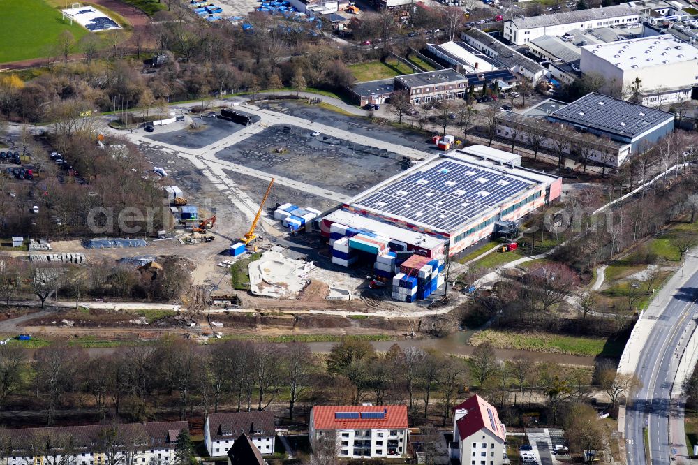 Aerial image Göttingen - Recovery and defusing work at the bomb site in the district Weststadt in Goettingen in the state Lower Saxony, Germany
