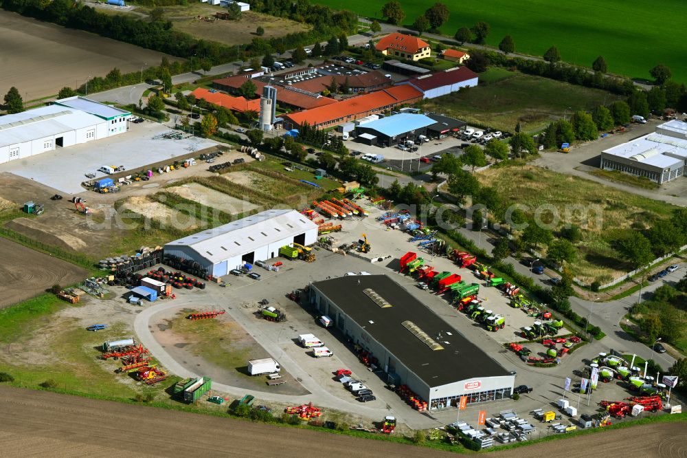 Demmin from above - Vehicle trade building of specialist dealer in Demmin in the state Mecklenburg - Western Pomerania, Germany