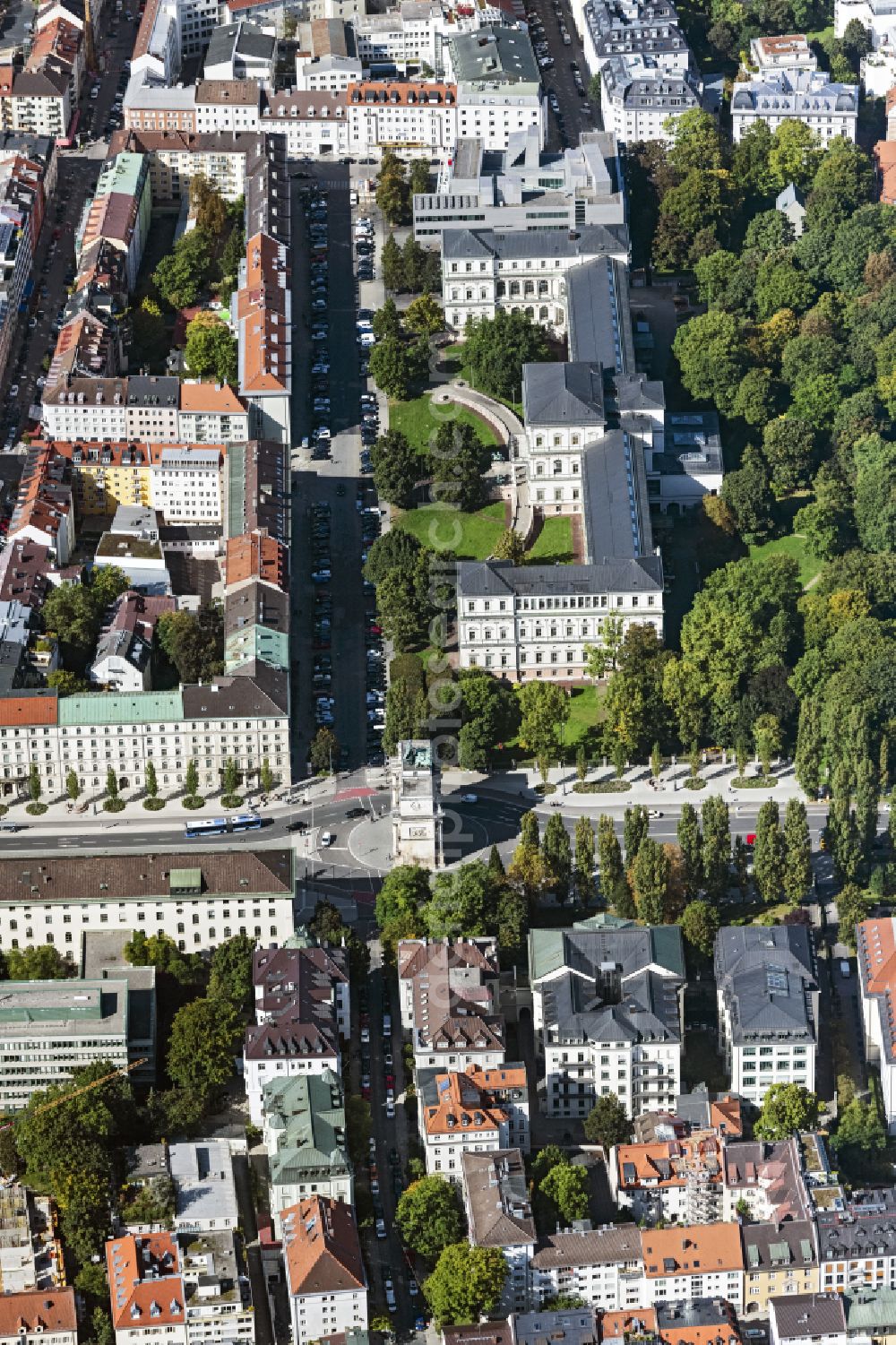 Aerial image München - Building complex of the university Kunstakademie in Munich in the state Bavaria