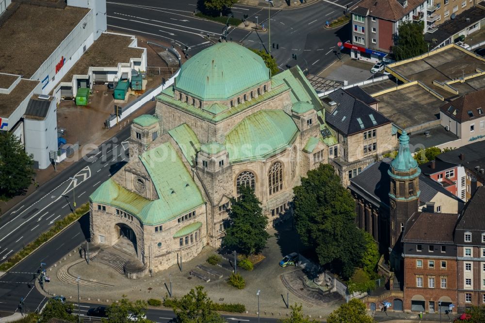 Essen from above - Building the Old Synagogue of the Jewish community at the Steeler stree in the district Ostviertel in Essen at Ruhrgebiet in North Rhine-Westphalia