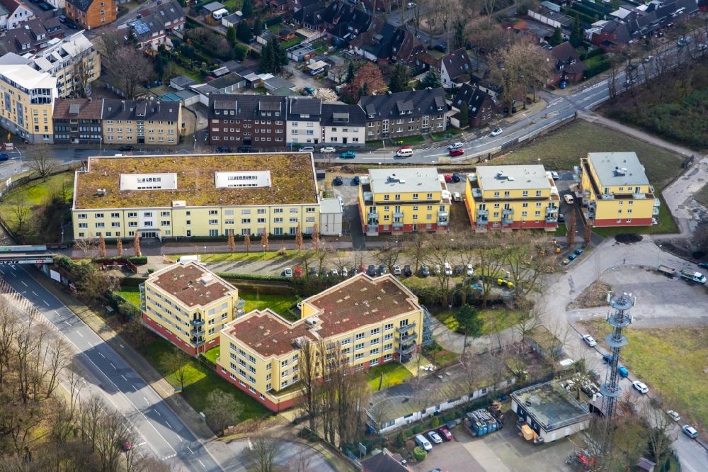 Aerial photograph Oberhausen - Building the retirement home ASB Seniorenzentrum on Annemarie-Renger-Weg in Oberhausen in the state North Rhine-Westphalia, Germany