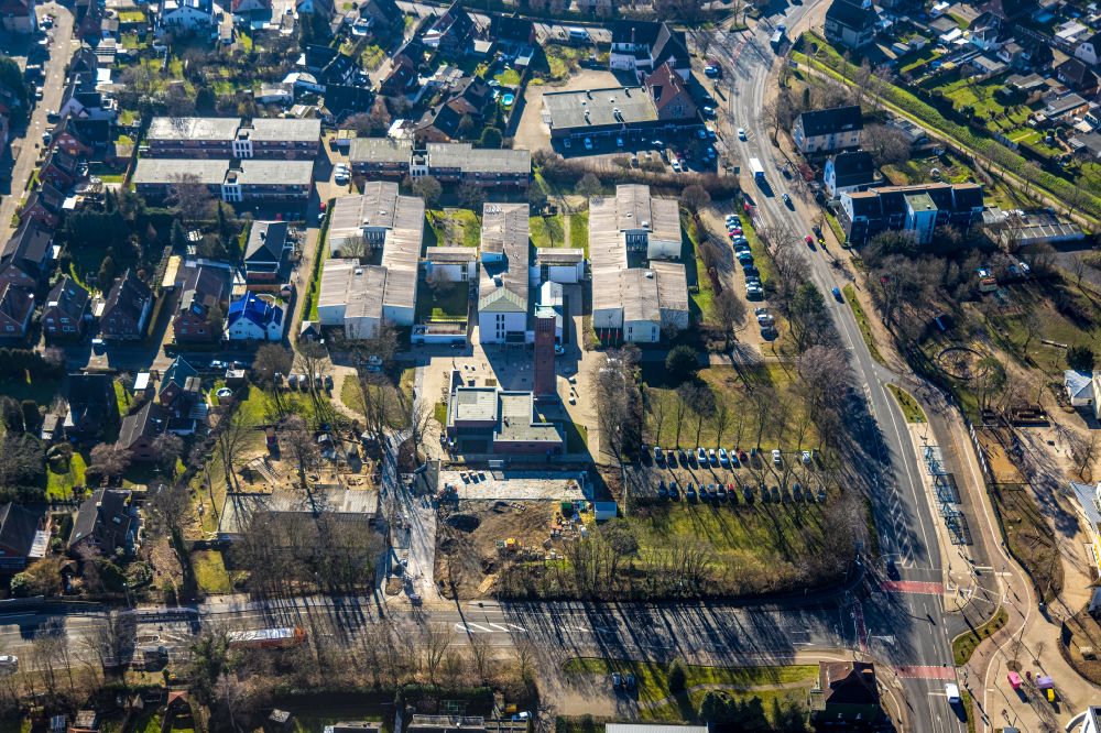 Selm from above - Building the retirement home Caritas Altenwohnhaus St. Josef on street Kreisstrasse in Selm in the state North Rhine-Westphalia, Germany