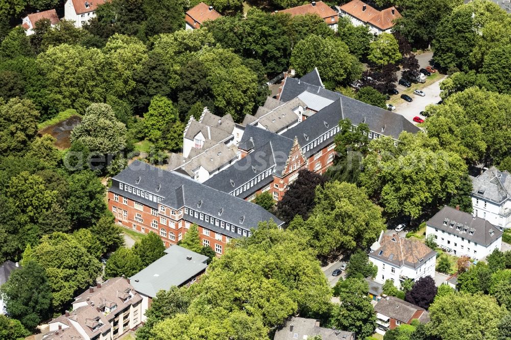 Gelsenkirchen from the bird's eye view: Building the retirement home Caritas Ambulante Pflege Mitte in Gelsenkirchen in the state North Rhine-Westphalia, Germany