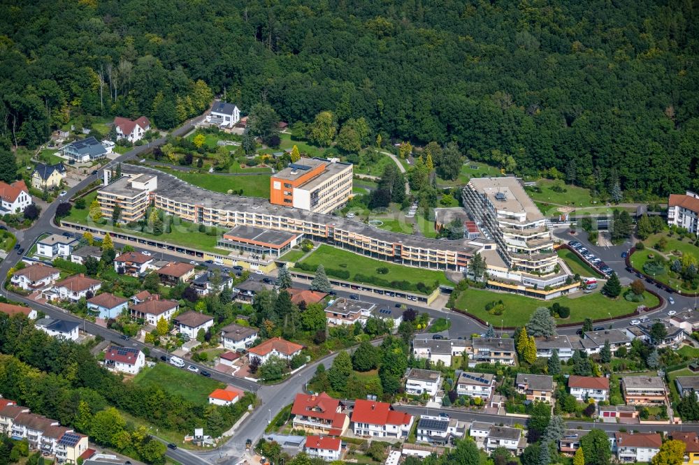 Aerial photograph Bad Kissingen - Building of the retirement home of the Seniorenresidenz Parkwohnstift gem. GmbH at the Heinrich-von-Kleist-Strasse in the district of Garitz in Bad Kissingen in Bayern, Germany