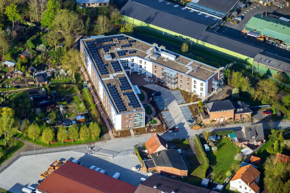 Stade from above - Building the retirement home in Stade in the state Lower Saxony, Germany