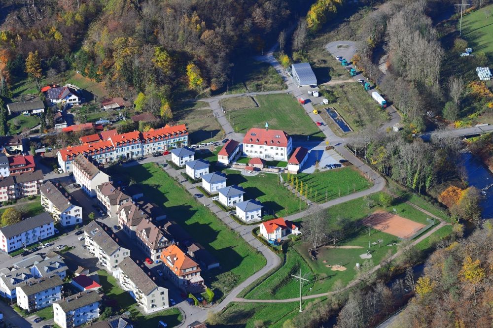 Hausen im Wiesental from above - Buildings and parks at the mansion and manor house in Hausen im Wiesental in the state Baden-Wurttemberg, Germany
