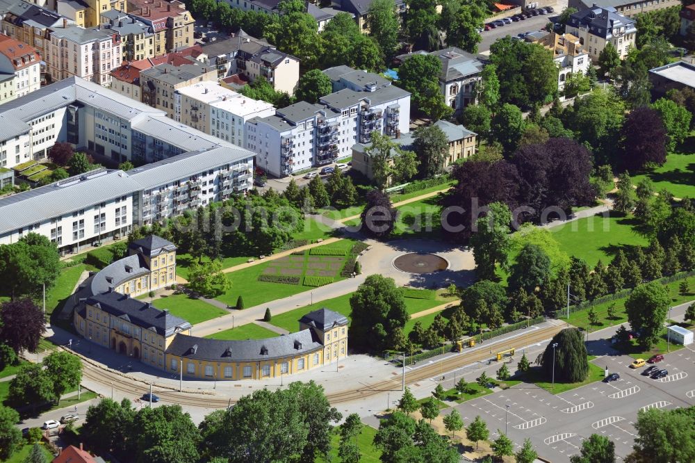 Aerial image Gera - Baroque building of the Orangery at Park Kitchen Garden in Gera in Thuringia