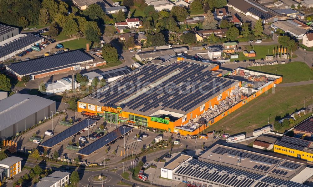Aerial photograph Herbolzheim - Building of the construction market Globus in Herbolzheim in the state Baden-Wuerttemberg, Germany