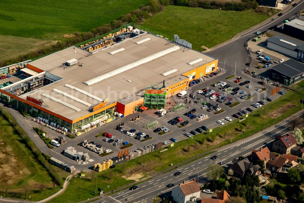 Aerial photograph Marl - Building of the construction market Globus in Marl in the state North Rhine-Westphalia, Germany