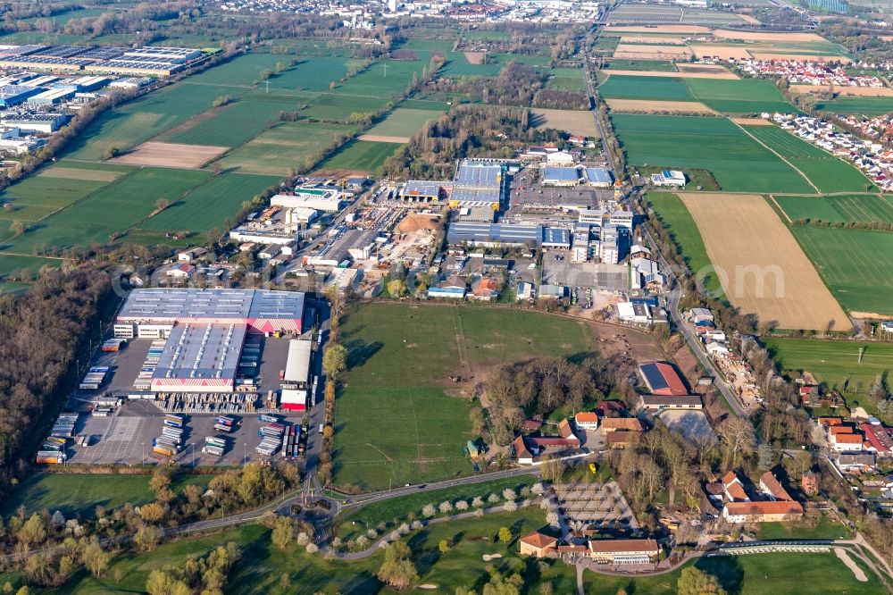 Bornheim from above - Building of the construction market HORNBACH Bornheim in the district Industriegebiet Bornheim in Bornheim in the state Rhineland-Palatinate, Germany