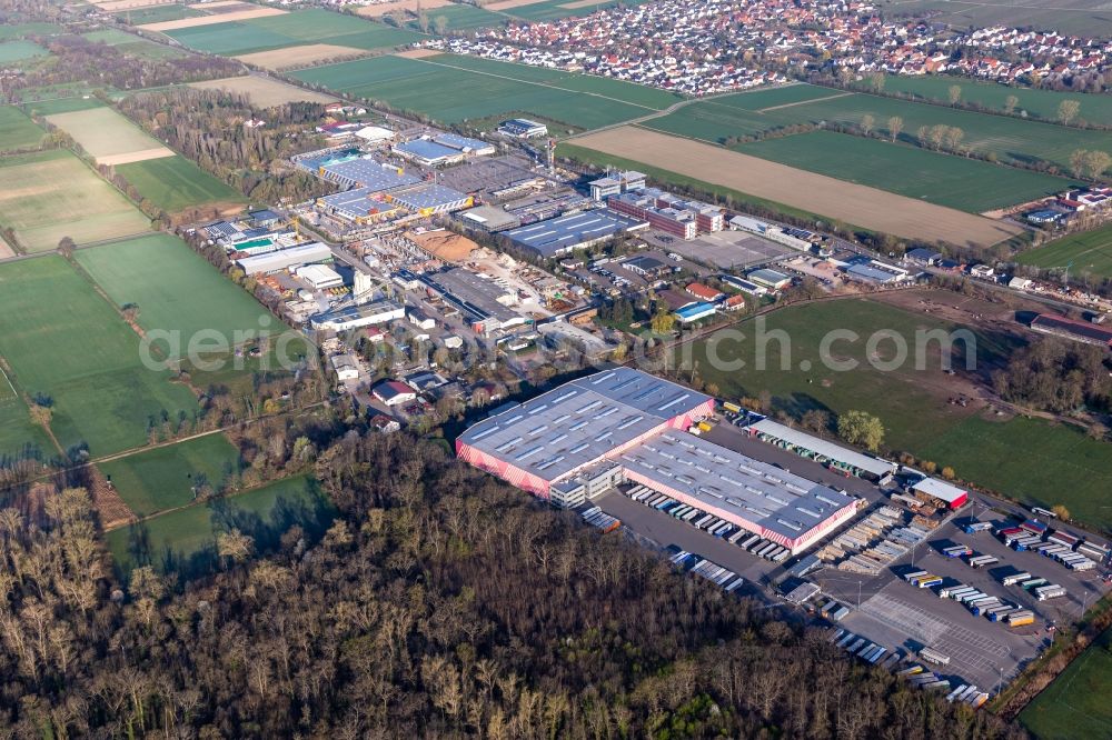 Aerial photograph Bornheim - Building of the construction market HORNBACH Bornheim in the district Industriegebiet Bornheim in Bornheim in the state Rhineland-Palatinate, Germany