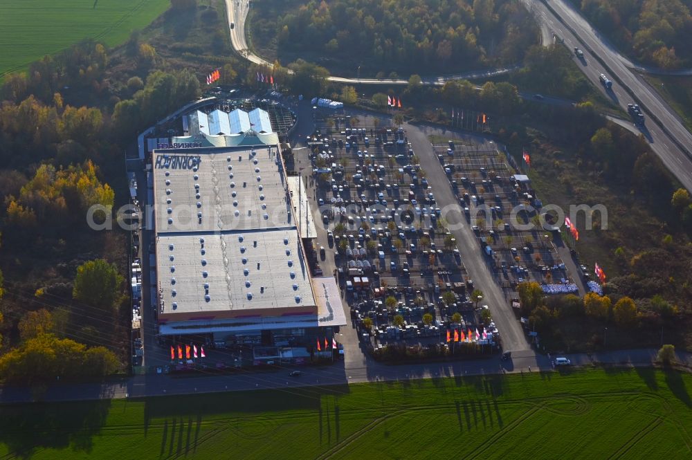 Marquardt from the bird's eye view: Building of the construction market Hornbach Am Friedrichspark in Marquardt in the state Brandenburg, Germany