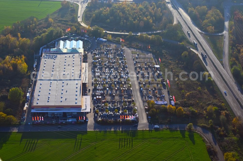 Aerial photograph Marquardt - Building of the construction market Hornbach Am Friedrichspark in Marquardt in the state Brandenburg, Germany