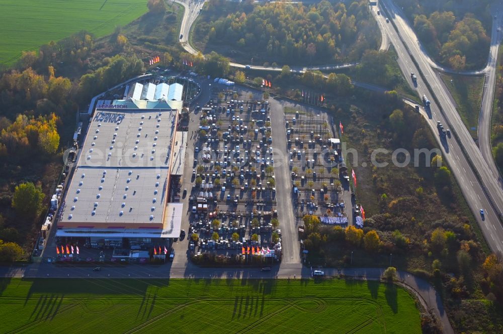 Marquardt from above - Building of the construction market Hornbach Am Friedrichspark in Marquardt in the state Brandenburg, Germany