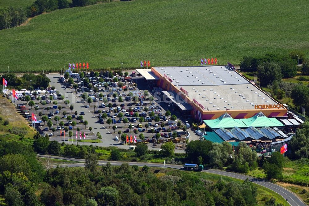 Aerial photograph Potsdam - Building of the construction market Hornbach Am Friedrichspark in the district Marquardt in Potsdam in the state Brandenburg, Germany